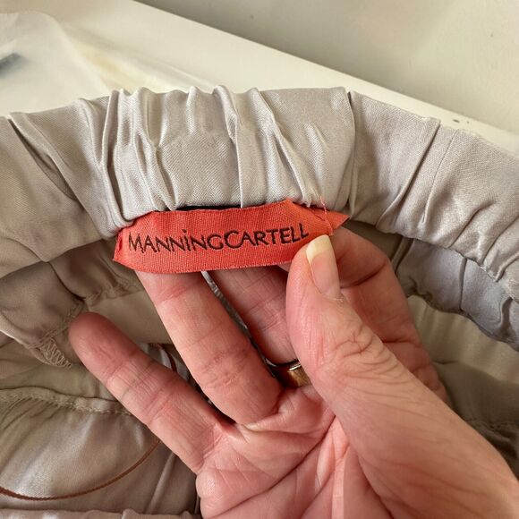 Manning Cartel Off-Duty Metallic Taupe Ruched Satin Drawstring Pocket Jogger 2 - Picture 9 of 15